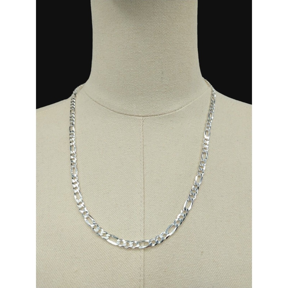 ITALY 925 Silver Solid Curb Necklace 22" Inches Long is new